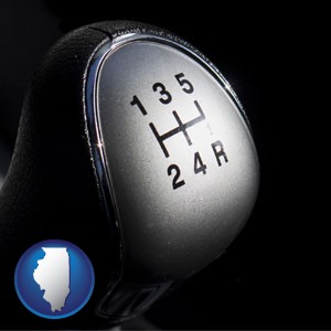 a 5-speed transmission shift knob - with Illinois icon