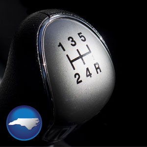 a 5-speed transmission shift knob - with North Carolina icon