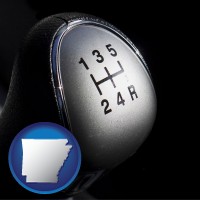 arkansas map icon and a 5-speed transmission shift knob