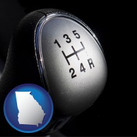 georgia map icon and a 5-speed transmission shift knob