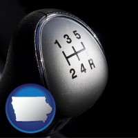 iowa map icon and a 5-speed transmission shift knob