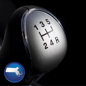 a 5-speed transmission shift knob - with Massachusetts icon