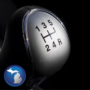 a 5-speed transmission shift knob - with Michigan icon