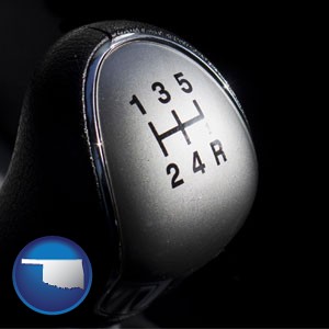 a 5-speed transmission shift knob - with Oklahoma icon