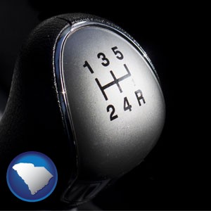 a 5-speed transmission shift knob - with South Carolina icon