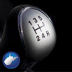 a 5-speed transmission shift knob - with West Virginia icon